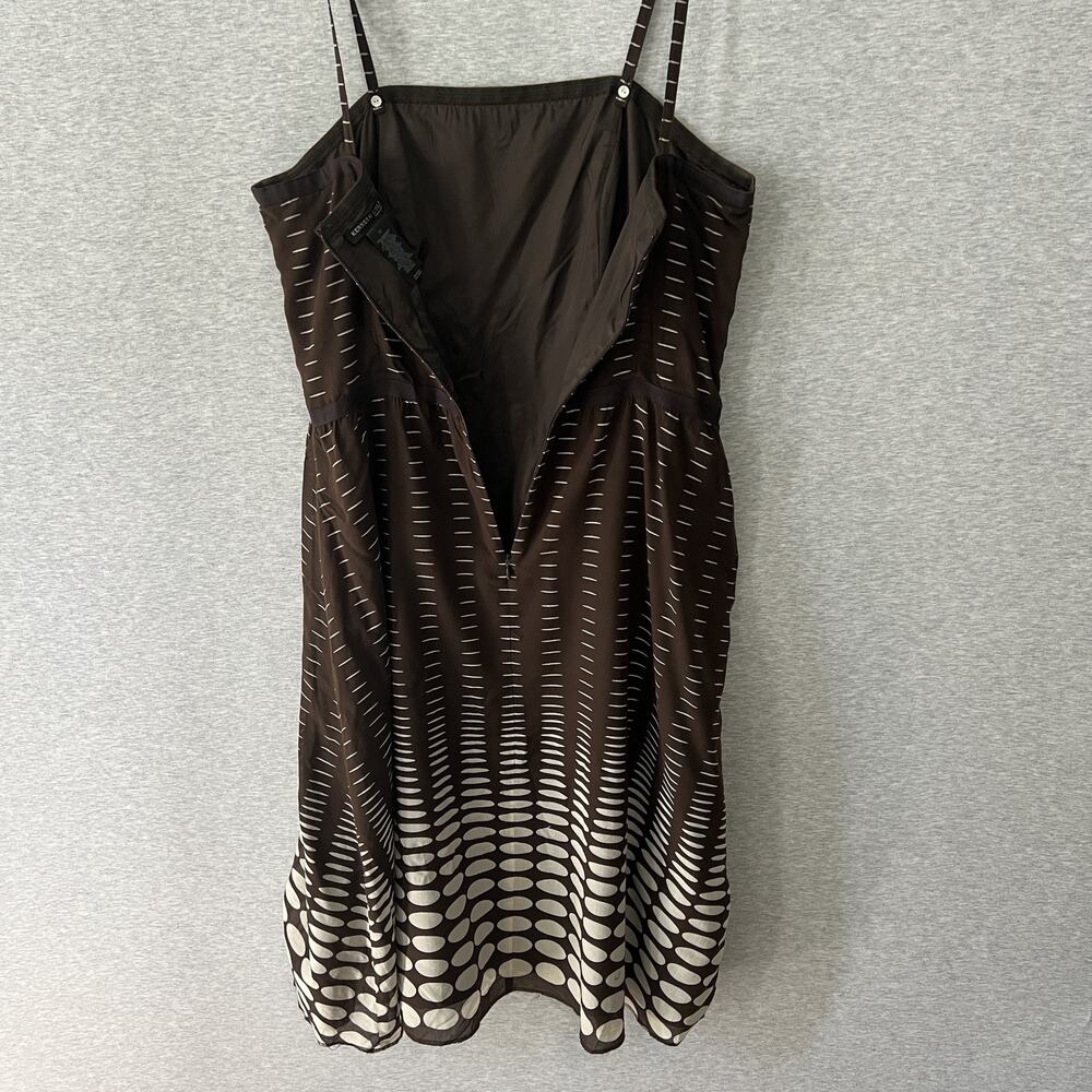 Vintage Kenneth Cole Dress Womens M Brown Dot Silk Blend Straps Strapless Flare - Picture 9 of 16